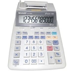 Sharp EL-1750V Electronic Printing Calculator 12 Digit 2 Color Print White